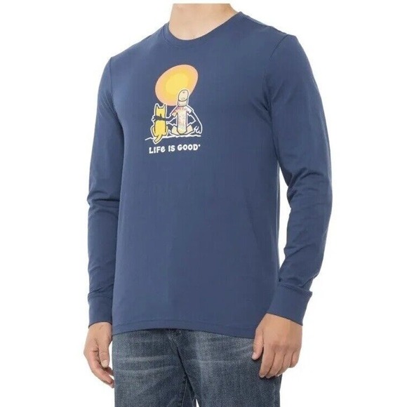 Life is Good Men's Crusher Tee Sunset Buddies Jake and Rocket Long Sleeve Sz XL - Picture 2 of 11
